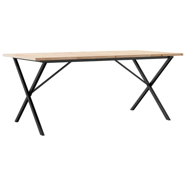 vidaXL Dining Table X-Leg 180x90x75.5 cm Solid Pine Wood & Steel
