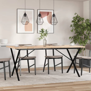 vidaXL Dining Table X-Leg 180x90x75.5 cm Solid Pine Wood & Steel