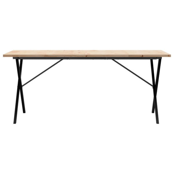 vidaXL Dining Table X-Leg 180x90x75.5 cm Solid Pine Wood & Steel
