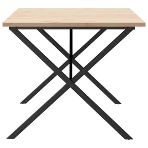 vidaXL Dining Table X-Leg 180x90x75.5 cm Solid Pine Wood & Steel