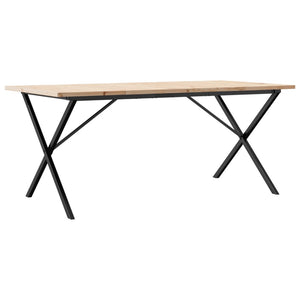 vidaXL Dining Table X-Leg 180x90x75.5 cm Solid Pine Wood & Steel