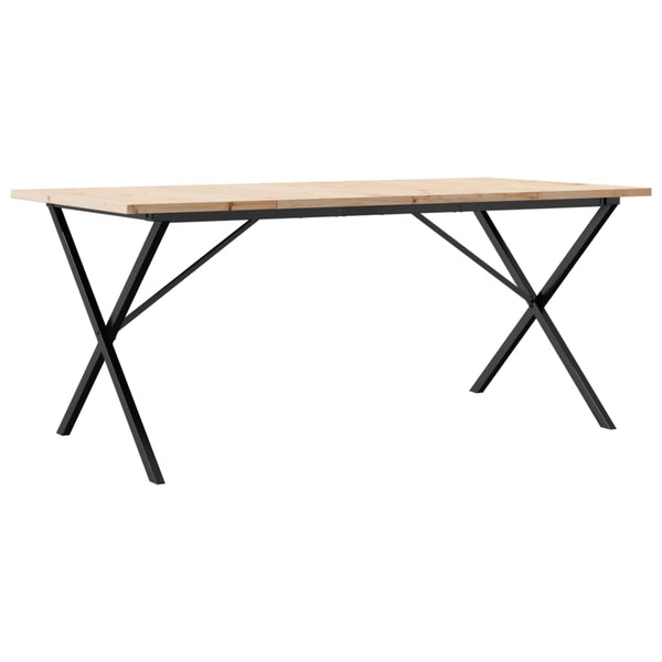 vidaXL Dining Table X-Leg 180x90x75.5 cm Solid Pine Wood & Steel
