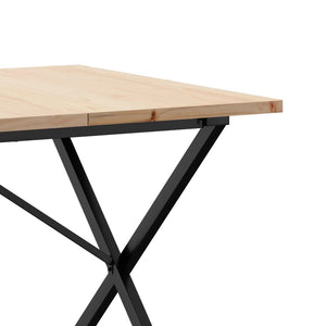 vidaXL Dining Table X-Leg 180x90x75.5 cm Solid Pine Wood & Steel