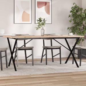 vidaXL Dining Table X-Leg 180x90x75.5 cm Solid Pine Wood & Steel