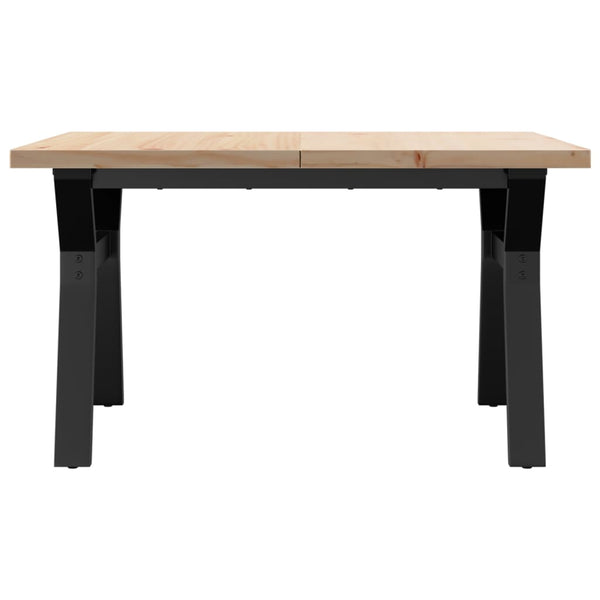 vidaXL Coffee Table Y-Legs 80x80x45.5 cm Solid Pine Wood & Steel