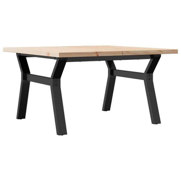 vidaXL Coffee Table Y-Legs 80x80x45.5 cm Solid Pine Wood & Steel