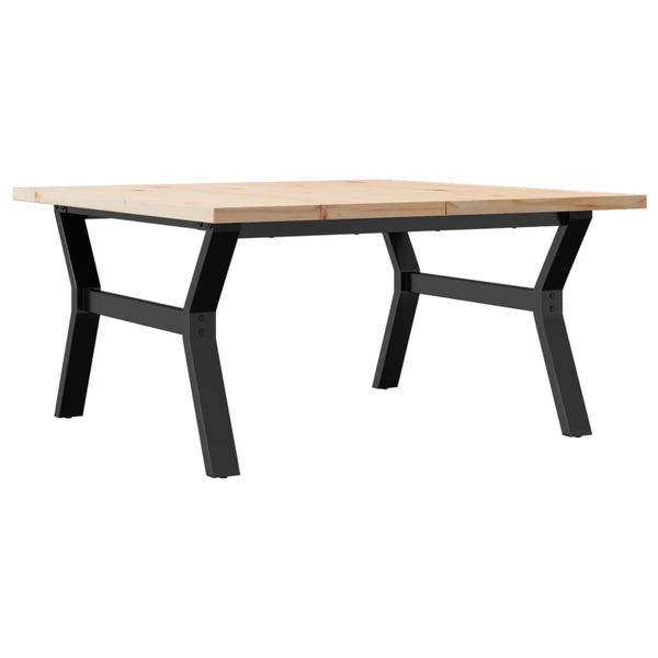 vidaXL Coffee Table Y-Frame 90x90x45.5 cm Solid Pine Wood & Steel