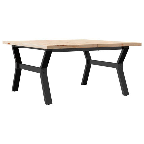 vidaXL Coffee Table Y-Frame 90x90x45.5 cm Solid Pine Wood & Steel