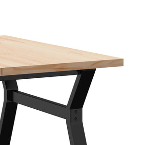 vidaXL Coffee Table Y-Frame 90x90x45.5 cm Solid Pine Wood & Steel