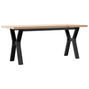 vidaXL Coffee Table Y-Shaped Base 110x40x45.5 cm Solid Pine Wood Steel