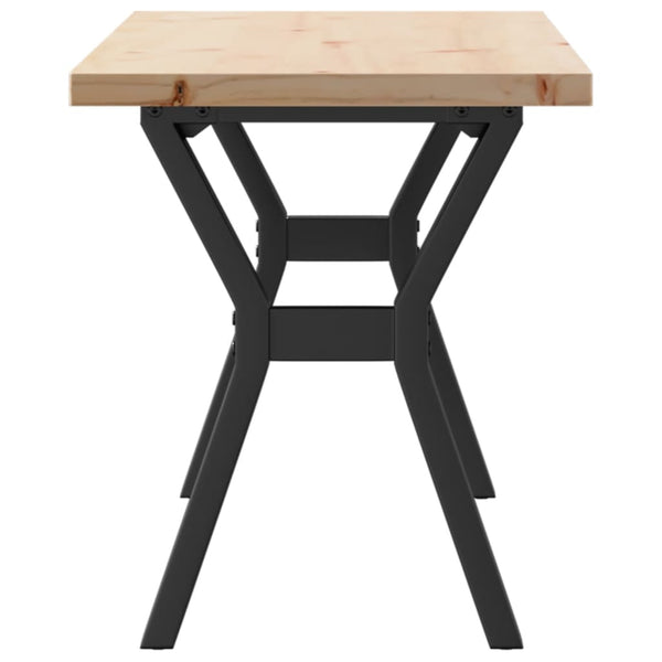 vidaXL Coffee Table Y-Shaped Base 110x40x45.5 cm Solid Pine Wood Steel