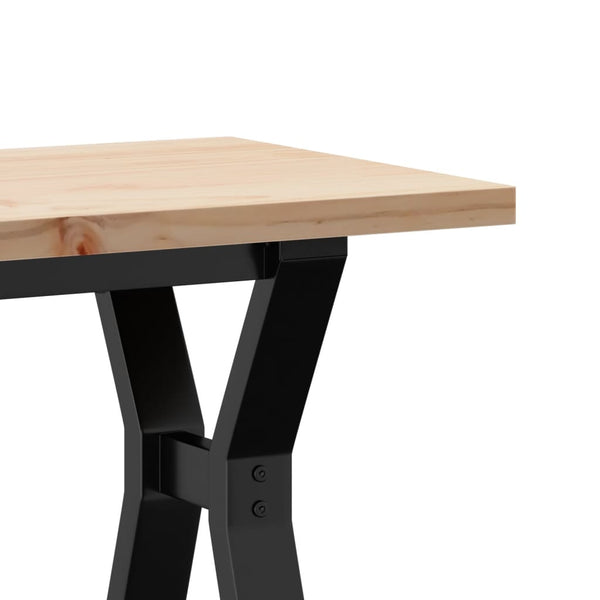 vidaXL Coffee Table Y-Shaped Base 110x40x45.5 cm Solid Pine Wood Steel