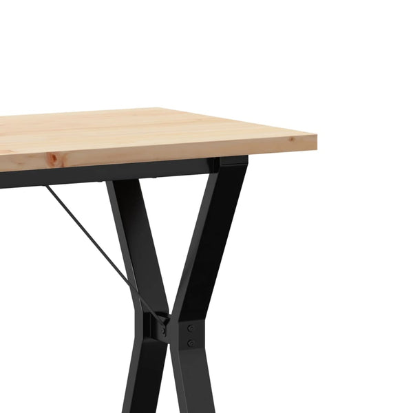vidaXL Dining Table Y-Leg 80x50x75.5 cm Solid Pine Wood & Steel