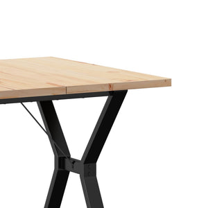 vidaXL Dining Table Y-Leg 80x80x75.5 cm Solid Pine Wood & Steel