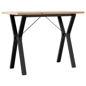 vidaXL Dining Table Y-Leg 100x50x75.5 cm Solid Pine Wood & Steel