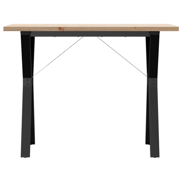 vidaXL Dining Table Y-Leg 100x50x75.5 cm Solid Pine Wood & Steel
