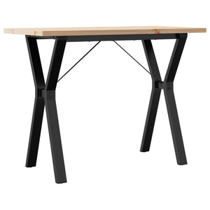 vidaXL Dining Table Y-Leg 100x50x75.5 cm Solid Pine Wood & Steel