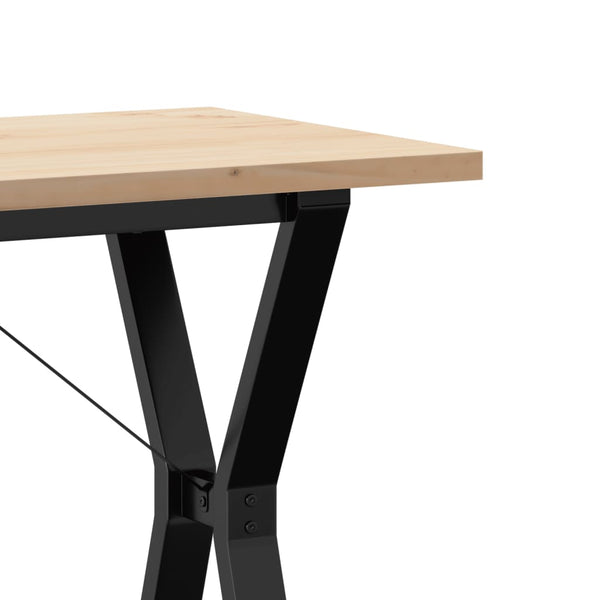 vidaXL Dining Table Y-Leg 100x50x75.5 cm Solid Pine Wood & Steel