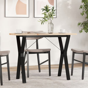 vidaXL Dining Table Y-Leg 100x50x75.5 cm Solid Pine Wood & Steel