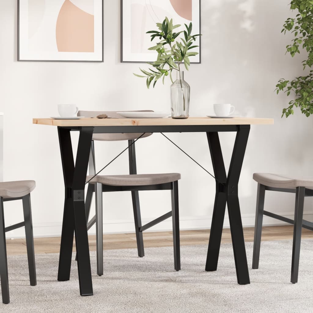 vidaXL Dining Table Y-Leg 100x50x75.5 cm Solid Pine Wood & Steel