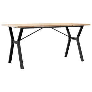 vidaXL Dining Table Y-Leg 140x80x75.5 cm Solid Pine Wood & Steel