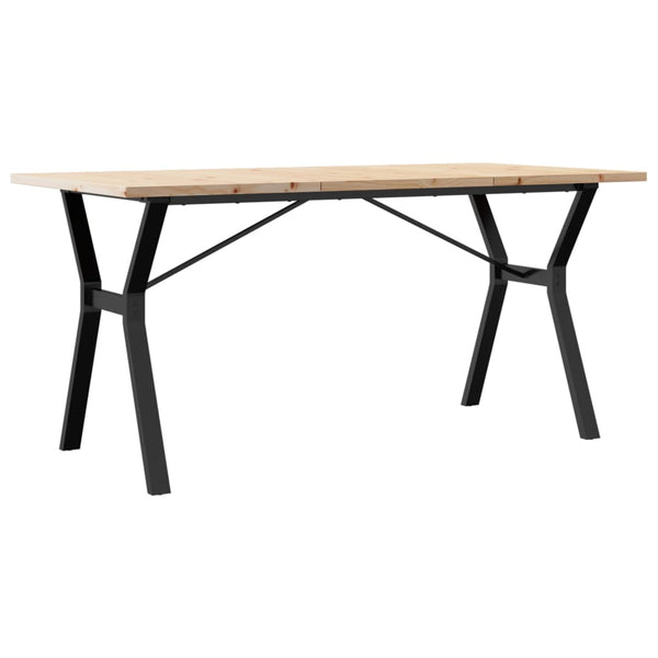 vidaXL Dining Table Y-Leg 140x80x75.5 cm Solid Pine Wood & Steel