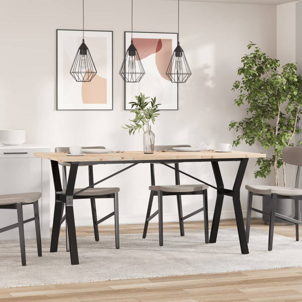 vidaXL Dining Table Y-Leg 140x80x75.5 cm Solid Pine Wood & Steel