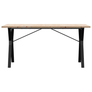 vidaXL Dining Table Y-Leg 140x80x75.5 cm Solid Pine Wood & Steel