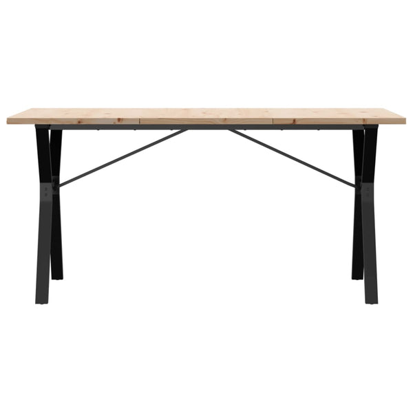 vidaXL Dining Table Y-Leg 140x80x75.5 cm Solid Pine Wood & Steel
