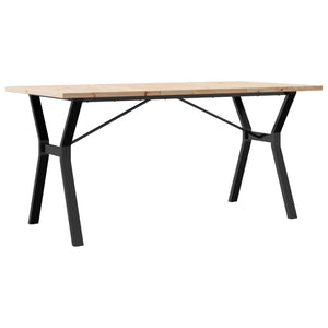 vidaXL Dining Table Y-Leg 140x80x75.5 cm Solid Pine Wood & Steel