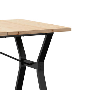 vidaXL Dining Table Y-Leg 140x80x75.5 cm Solid Pine Wood & Steel
