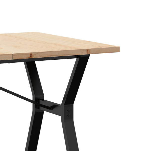 vidaXL Dining Table Y-Leg 140x80x75.5 cm Solid Pine Wood & Steel