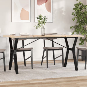 vidaXL Dining Table Y-Leg 140x80x75.5 cm Solid Pine Wood & Steel
