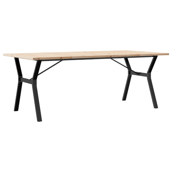 vidaXL Dining Table Y-Leg 200x100x75.5 cm Solid Pine & Steel
