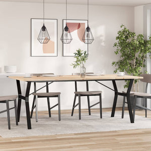 vidaXL Dining Table Y-Leg 200x100x75.5 cm Solid Pine & Steel