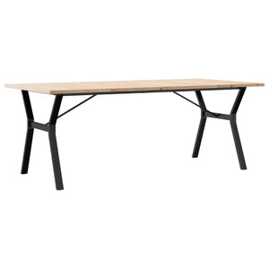vidaXL Dining Table Y-Leg 200x100x75.5 cm Solid Pine & Steel