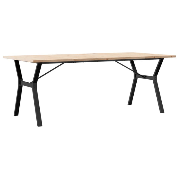 vidaXL Dining Table Y-Leg 200x100x75.5 cm Solid Pine & Steel
