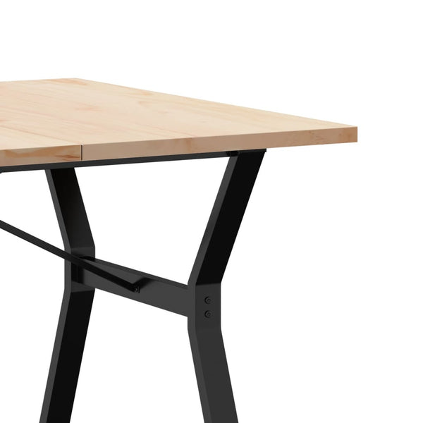 vidaXL Dining Table Y-Leg 200x100x75.5 cm Solid Pine & Steel