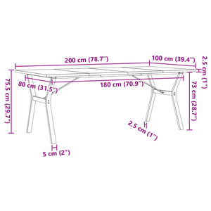 vidaXL Dining Table Y-Leg 200x100x75.5 cm Solid Pine & Steel