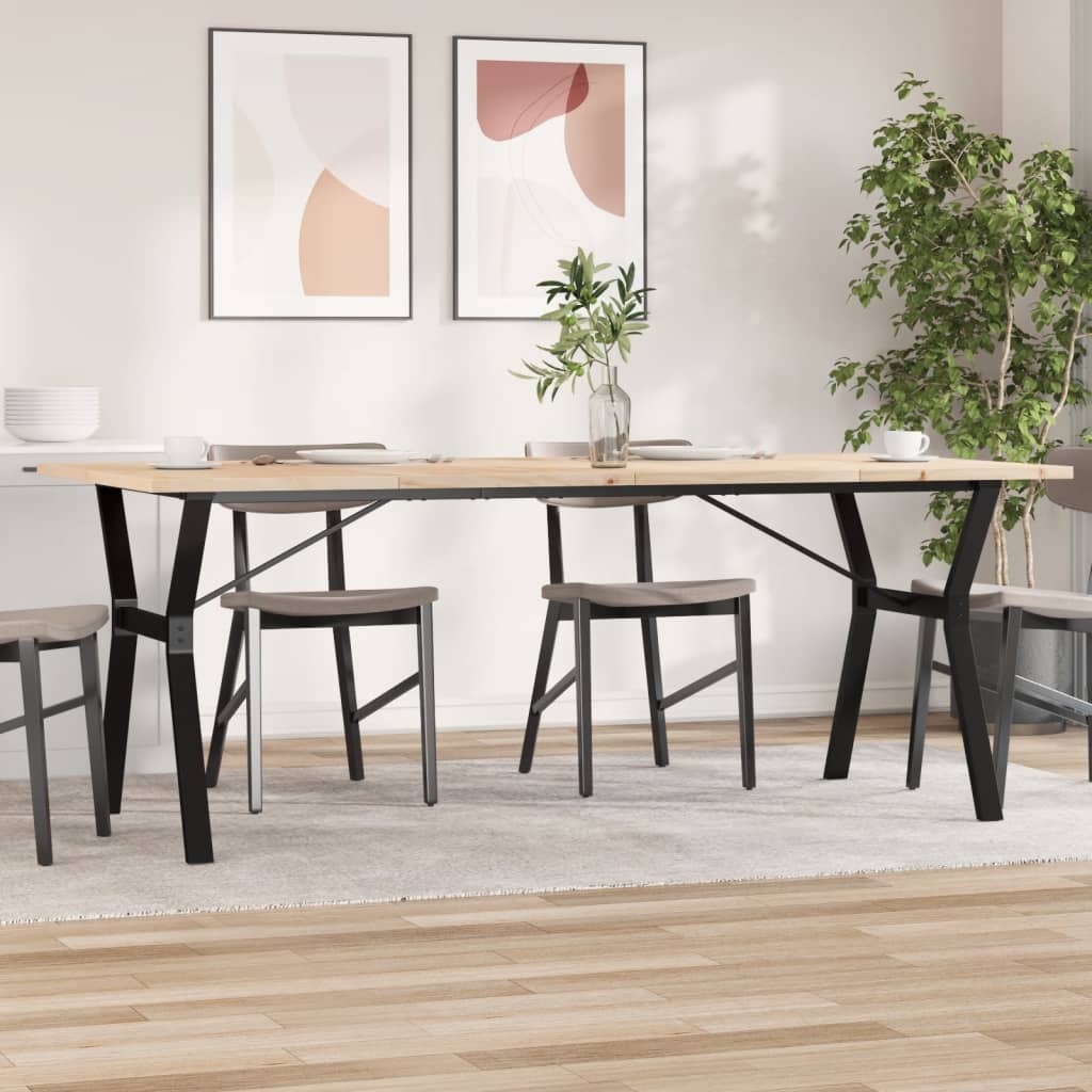 vidaXL Dining Table Y-Leg 200x100x75.5 cm Solid Pine & Steel