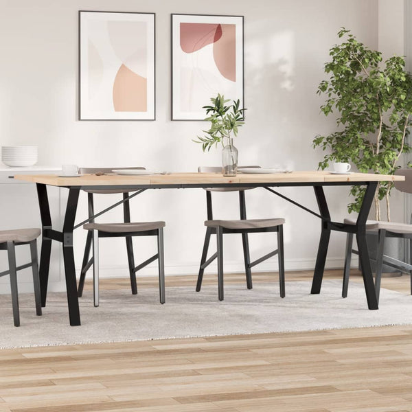 vidaXL Dining Table Y-Leg 200x100x75.5 cm Solid Pine & Steel