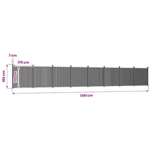 vidaXL Fence Panel Grey 1391x186 cm WPC