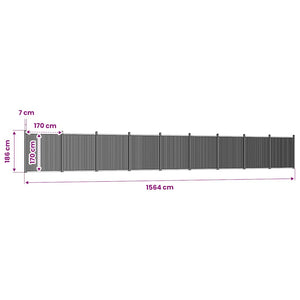 vidaXL Fence Panel Grey 1564x186 cm WPC