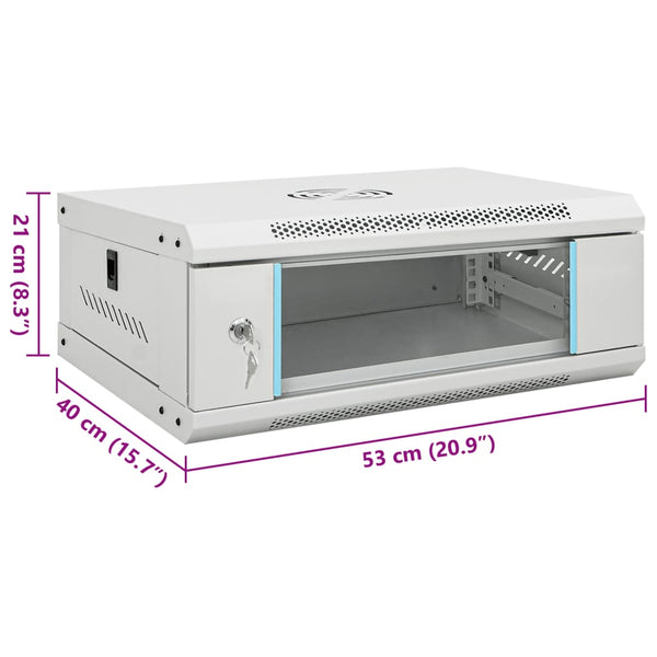 vidaXL 4U Wall Mount Network Cabinet 19" IP20 53x40x21 cm