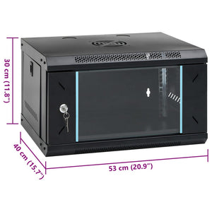 vidaXL 6U Wall-Mounted Network Cabinet 19" IP20 53x40x30 cm