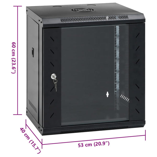 vidaXL 12U Wall Mount Network Cabinet 19" IP20 53x40x60 cm