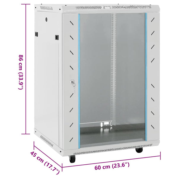 vidaXL 15U Network Cabinet on Wheels 19" IP20 60x45x86 cm