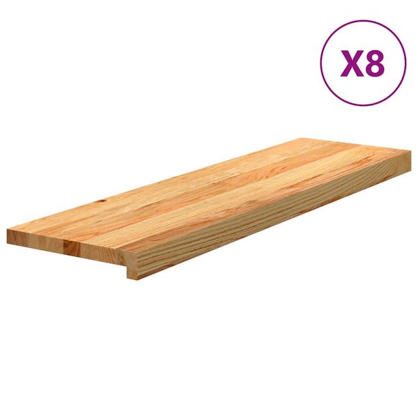 vidaXL Stair Treads 8 pcs. Light Brown 90x30x2 cm Solid Oak Wood
