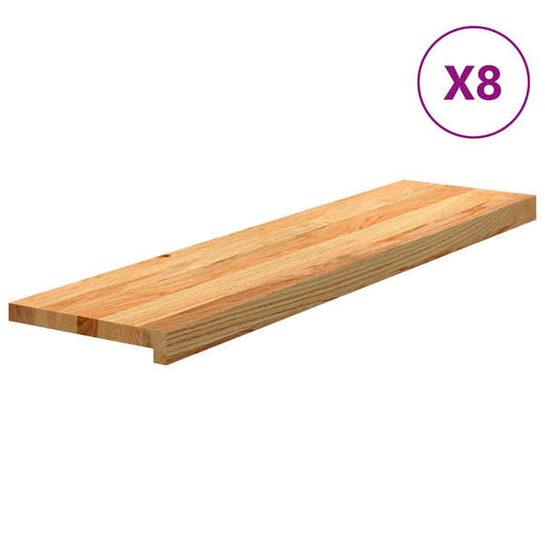 vidaXL Stair Treads 8 pcs Light Brown 100x30x2 cm Solid Oak Wood