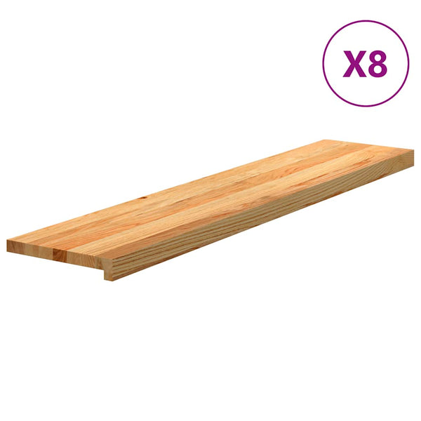 vidaXL Stair Treads 8 pcs. Light Brown 120x30x2 cm Solid Oak Wood